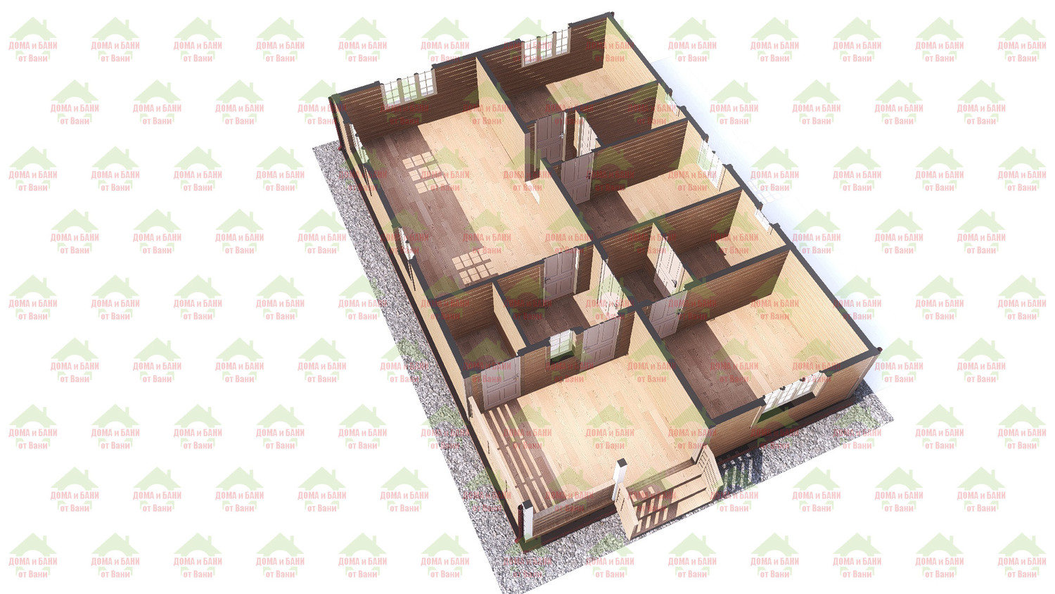 Дом в разрезе 1. Дом из бруса 12*8 м. "Гатчина". Дом в разрезе 1.