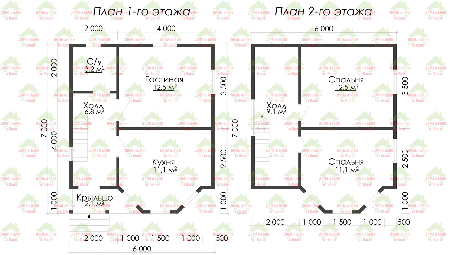 План дома. Дом из бруса 6*7 м. "Ленинград". План дома.