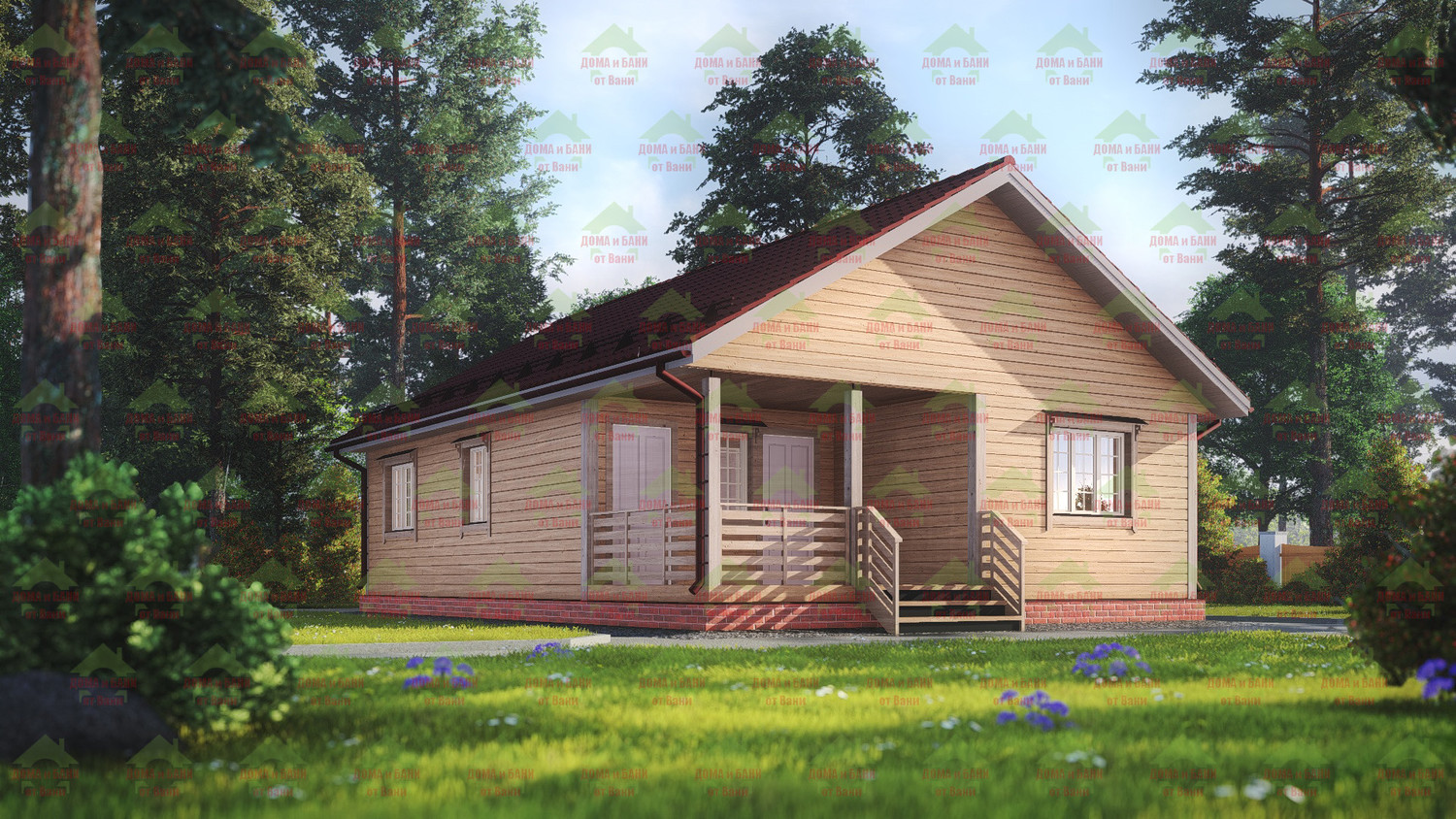 Ракурс 1. Дом из бруса 12*8 м. "Гатчина". Дом из бруса. Ракурс 1.