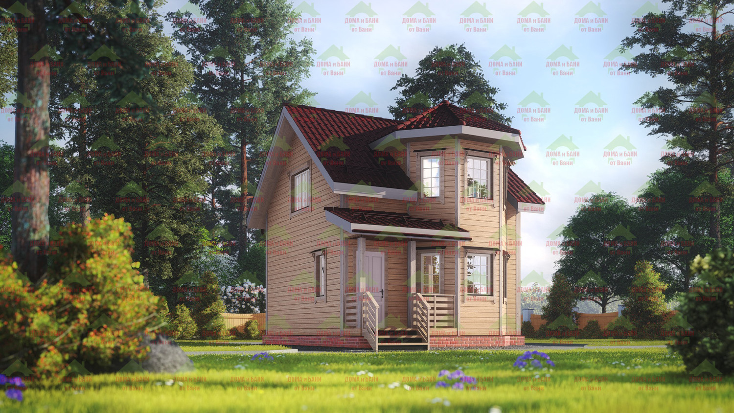 Ракурс 1. Дом из бруса 6*7 м. "Ленинград". Дом из бруса. Ракурс 1.