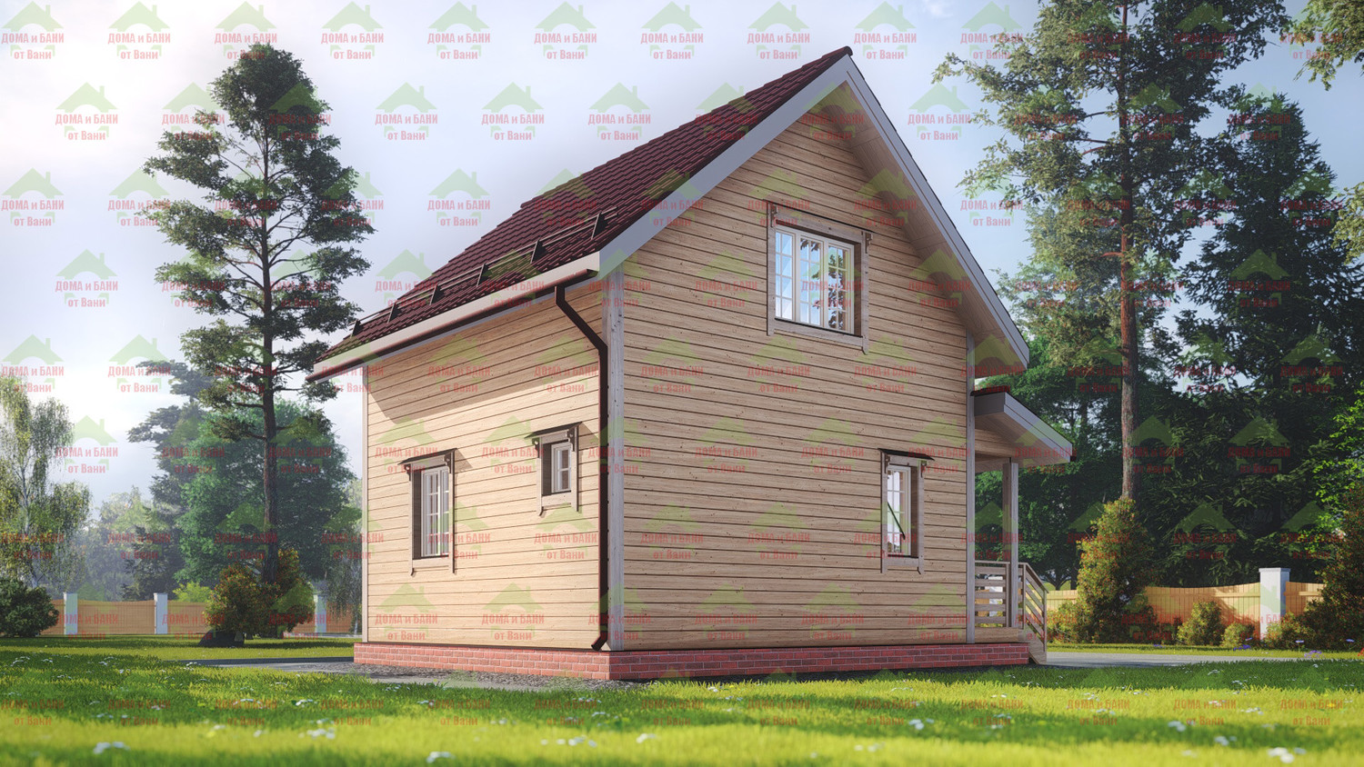 Ракурс 4. Дом из бруса 6*7 м. "Ленинград". Дом из бруса. Ракурс 4.