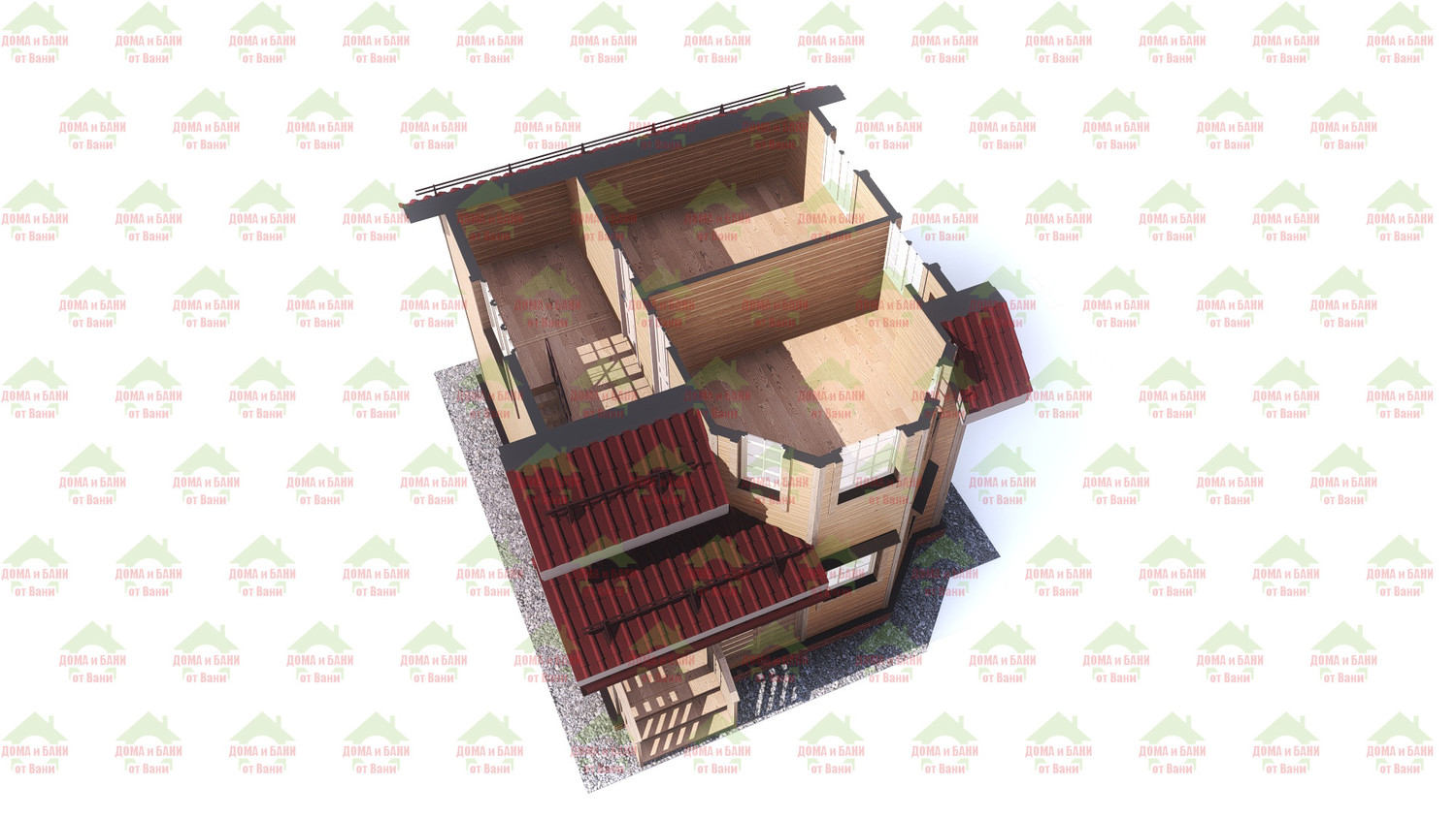 Дом в разрезе 2. Дом из бруса 6*7 м. "Ленинград". Дом в разрезе 2.